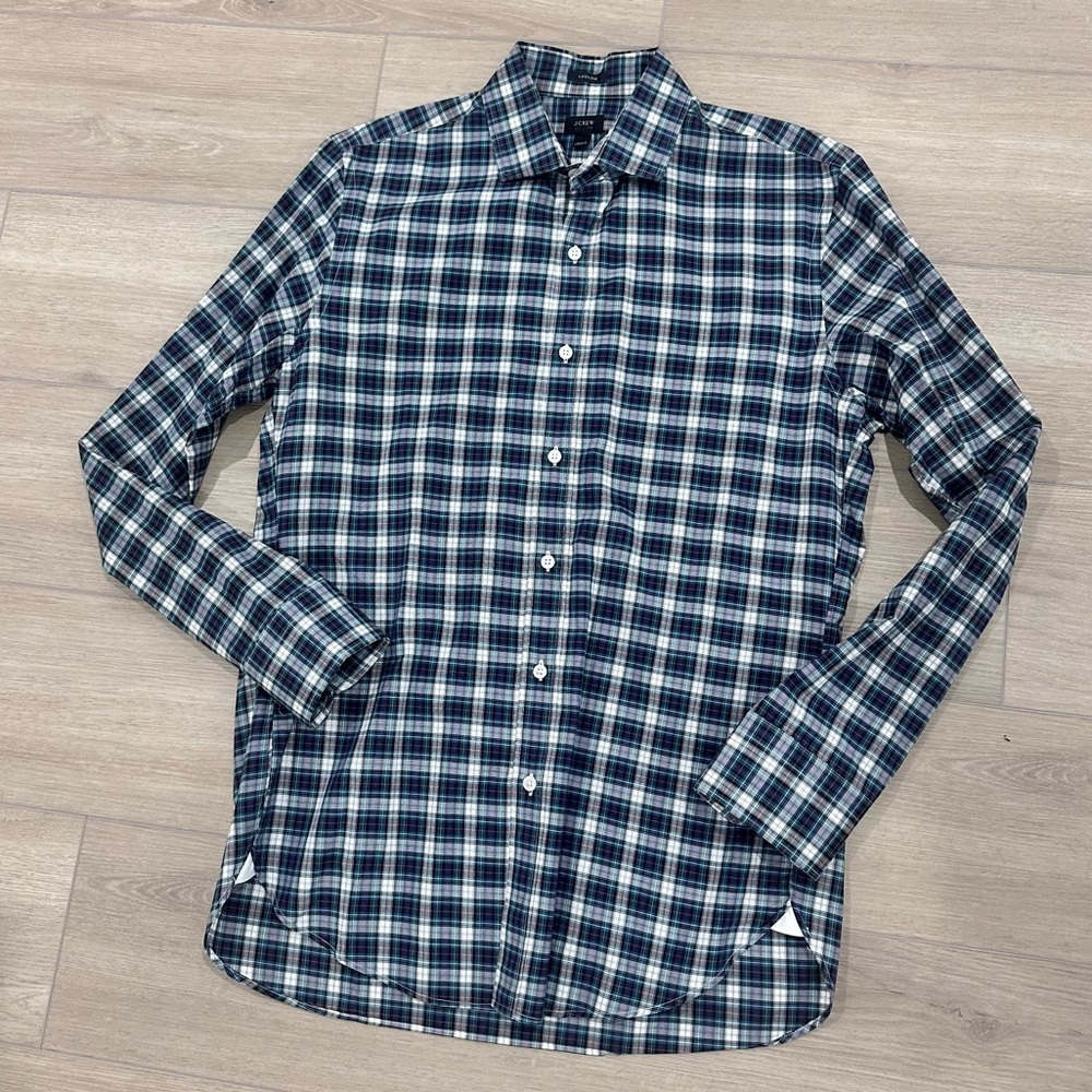 J.Crew men’s Ludlow collared button down plaid green blue medium